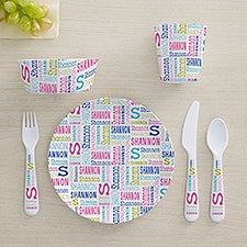 Repeating Name Personalized Kids Dinnerware  - 44618