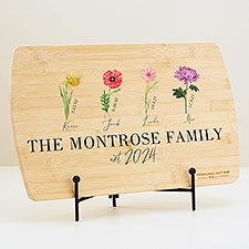 Birth Month Flower Personalized Wood Cutting Board  - 44638