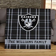 NFL Plaid Pattern Las Vegas Raiders Personalized Blankets - 44641