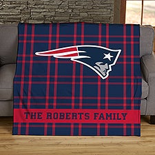 NFL Plaid Pattern New England Patriots Personalized Blankets - 44659