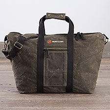 Embroidered Olive Waxed Canvas Weekender Bag - 44831