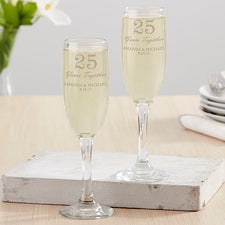 Years Together Anniversary Personalized Champagne Flute Set  - 44943