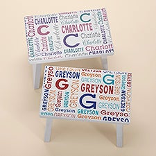 Trendy Repeating Name Personalized Kids Step Stool  - 45250