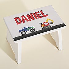 Construction  Monster Trucks Personalized Kids Step Stool - 45266