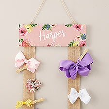 Floral Name Personalized Bow Holder - 45559