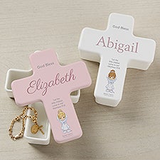 Precious Moments® Her First Communion Personalized Cross Box - 45584