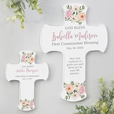 Floral First Communion Personalized Cross  - 45590