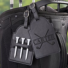 Crossed Clubs Personalized Leatherette Golf Bag Tag - 45638