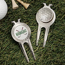 Crossed Clubs Personalized Divot Tool, Ball Marker  Clip - 45641