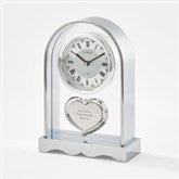 Engraved Glass Silver Heart Wedding Clock - 46232