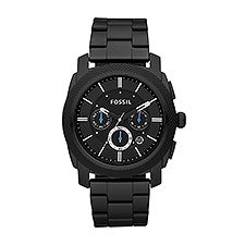 Engraved Fossil Machine Black Watch   - 46598