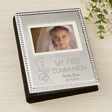 My First Communion Engraved Silver Beaded Mini Photo Album  - 46822