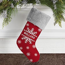 Personalized Logo Grey Fur Cuff Christmas Stocking - 46982