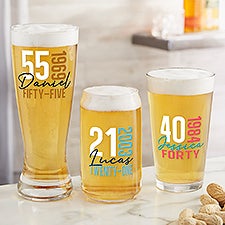 Timeless Birthday Personalized Beer Glasses - 47222