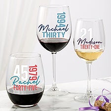 Timeless Birthday Personalized Wine Glass Collection - 47231