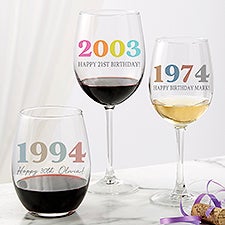 Birthday Year Personalized Wine Glass Collection - 47261