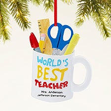 Worlds Best Teacher Personalized Ornament - 47481