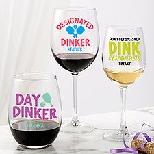 Pickleball Personalized Wine Glasses - 47513