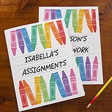 Watercolor Crayon Personalized Folders - Set of 2 - 47786