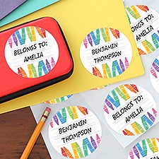 Watercolor Crayons Personalized Stickers - 47787