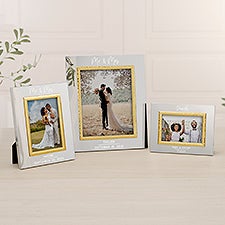 Modern Wedding Personalized Silver  Gold Hammered Frame - 47826