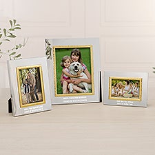 Engraved Message Silver  Gold Hammered Picture Frames - 47828