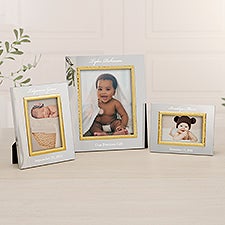 Personalized Silver  Gold Baby Hammered Picture Frames - 47830