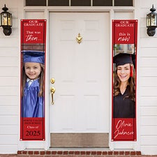 Then  Now Personalized Graduation Photo Door Banner Set - 47897