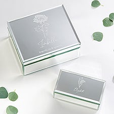 Birth Month Flower Engraved Glass Jewelry Boxes - 47987