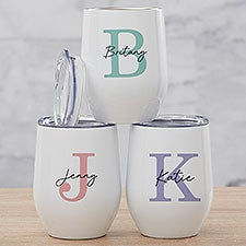 Simple Signature Personalized Stainless Insulated Wine Cup  - 48076