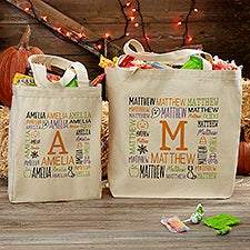 Halloween Repeating Name Personalized Canvas Tote Bags - 48162
