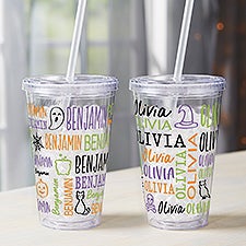 Halloween Repeating Name Personalized 17 oz. Insulated Acrylic Tumbler - 48164