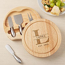 Lavish Last Name Personalized Round Cheese Board  Tool Set - 48353