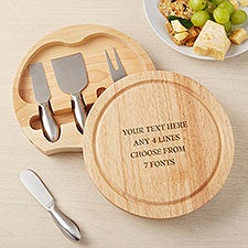 Write Your Own Personalized Round Cheese Board  Tool Set - 48355