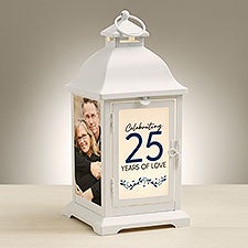 Years Of Love Personalized White Metal Lantern - 48433