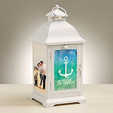 Seaside Watch Personalized White Metal LED Lantern - 48438