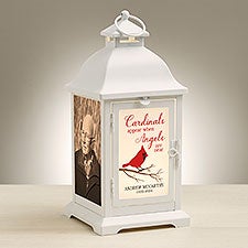 Cardinal Memorial Personalized White Metal LED Lantern - 48442