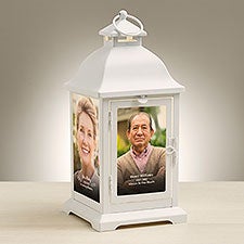 Photo Memorial Personalized White Metal LED Lantern - 48443