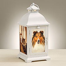 Pet Photo Personalized White Metal LED Lantern - 48448