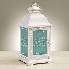 Write Your Own Personalized White Metal LED Lantern - 48454