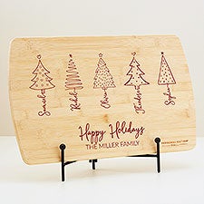 Scripted Christmas Tree Personalized Wood Cutting Board - 48561