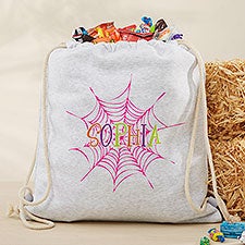 Spider Webs Personalized Halloween Drawstring Bag  - 48623