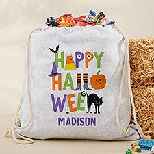 Trick or Treat Icons Personalized Halloween Drawstring Bag - 48626