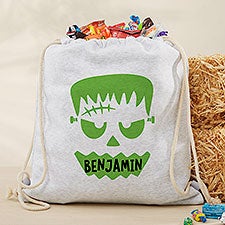 Personalized Halloween Faces Drawstring Treat Bag  - 48627