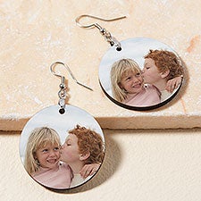 Personalized Photo Round Dangle Earrings - 48645