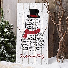 Snowman Repeating Name Personalized Standing Wood Sign  - 48775