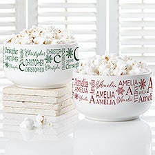 Christmas Snowflake Repeating Name Personalized 14 oz. Snack Bowl - 48910