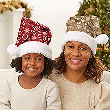 Christmas Snowflake Repeating Name Personalized Santa Hat - 48912