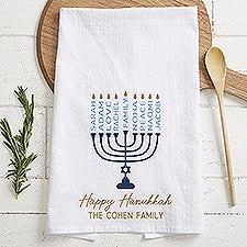 Hanukkah Menorah Personalized Tea Towel - 48933