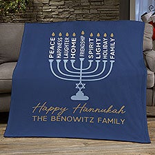 Hanukkah Menorah Personalized Blanket - 48937